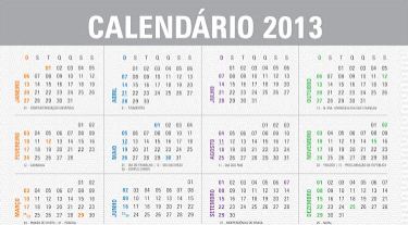 calendário 2013