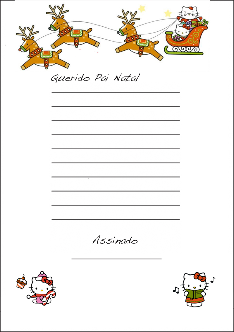 Carta para o Pai Natal da Hello Kitty para Imprimir - Lista de Prendas -  Brinquedos de Papel
