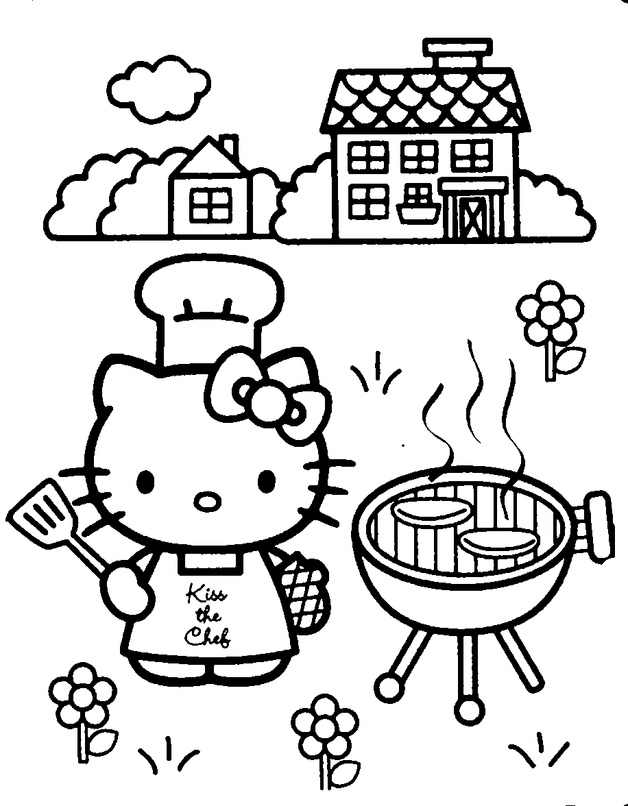 Desenhos para colorir Hello Kitty Halloween com a sua abobora.