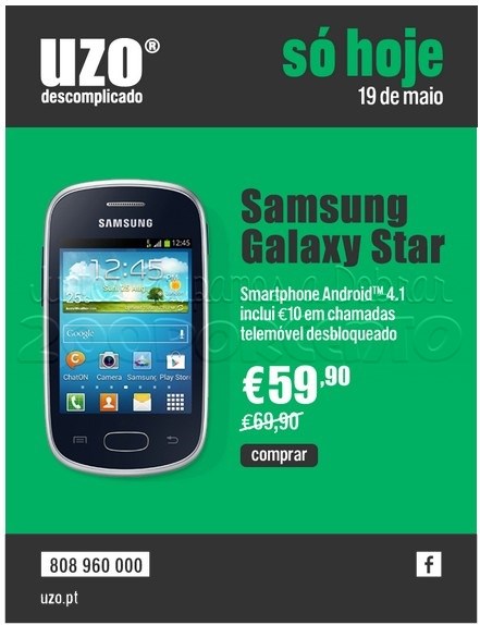Só hoje UZO Samsung Galaxy Star desbloqueado