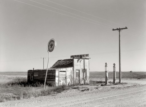 Infra-estrutura rodoviária abandonada, Dakota (Russell Lee, 1937)