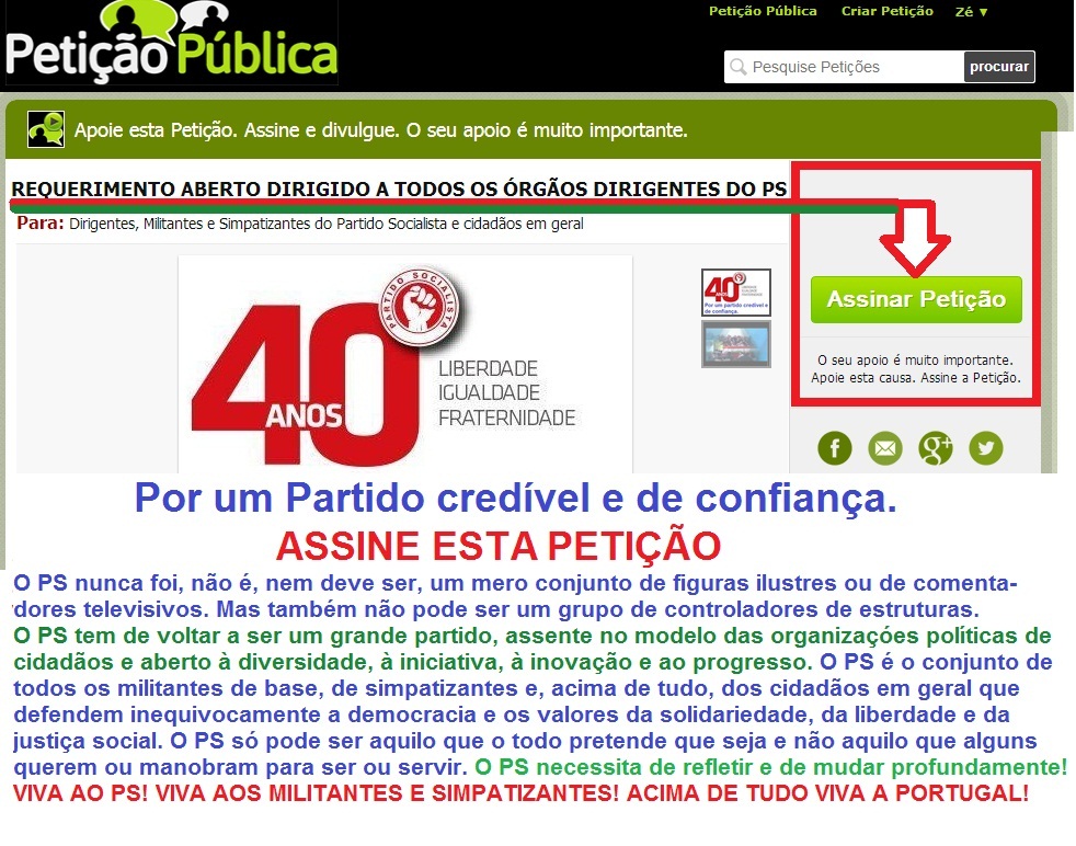 Petição, António Costa, partido Socialista, eleições PS, José Seguro, José Luís carneiro