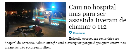 DN Portugal - Caiu no hospital mas para ser assistida tiveram de chamar o 112