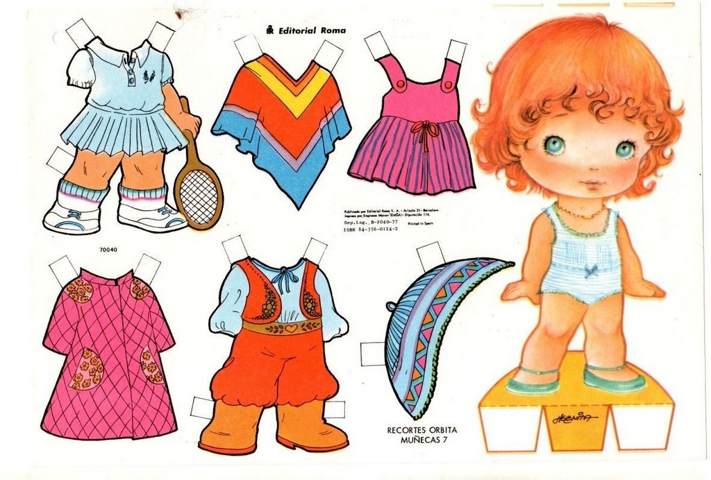 Boneca de papel anos 80 para imprimir com roupas - Brinquedos de Papel