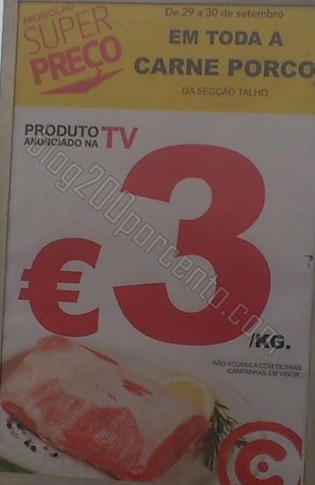 Foto - Promoção carne de porco a 3€ / Kg, dias 29 e 30 setembro
