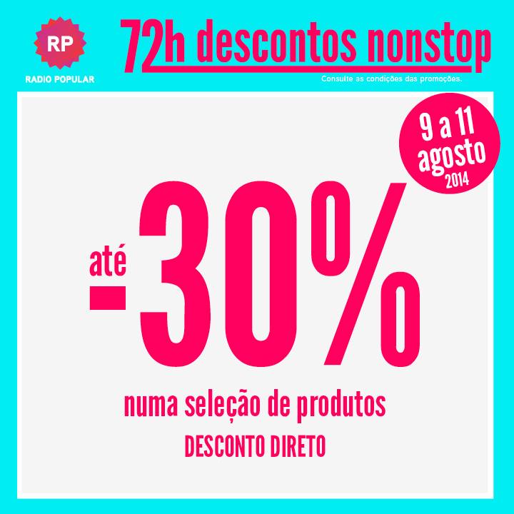 Até 30% de desconto direto RADIO POPULAR de 9 a 11 agosto