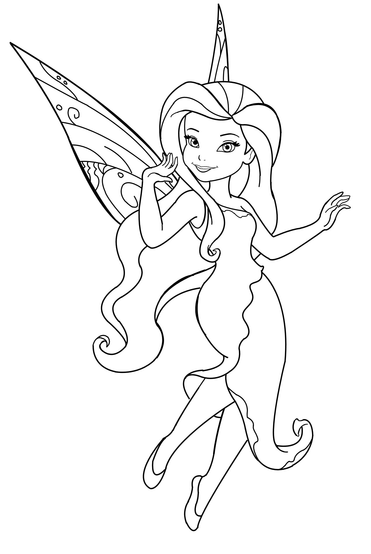 Desenho de Sininho com amigas para colorir