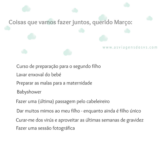 novo mês + Março + to do list + objectivos + último mês de gravidez + preparativos para a chegada do bebé