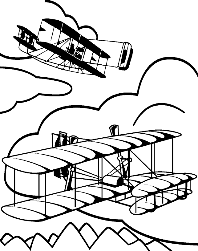 Imagem de Biplano - Desenho de Avião para Colorir e Imprimir