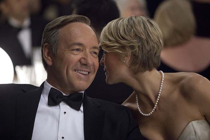 Television Programme: House of Cards with Kevin Spacey as Frank Underwood and Robin Wright as Claire Underwood. Kevin Spacey as Frank Underwood, left, and Robin Wright as Claire Underwood in a scene from the Netflix original series, 