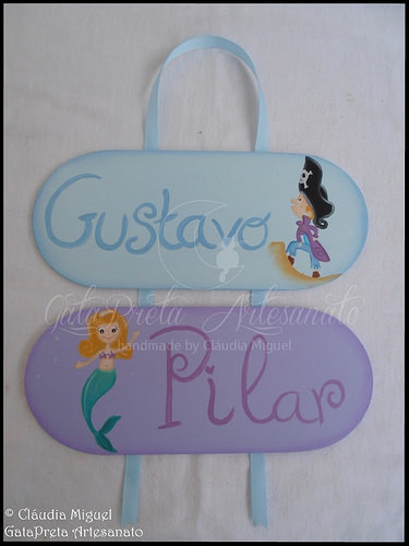 Caixa para ganchinhos, caixas de recordações bebé e placas de porta 