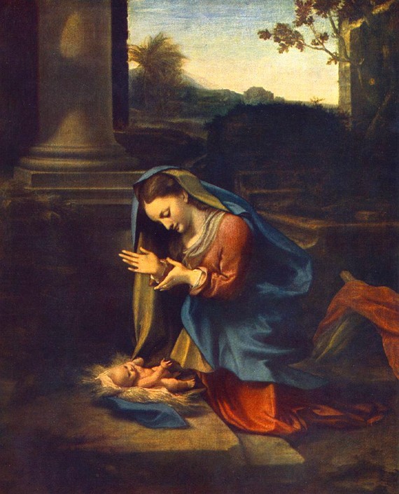 Corregio, «Adoração do Menino», 1818-20 (Óleo s/ tela, 81 x 67 cm -- Galeria de Uffizzi, Florença)