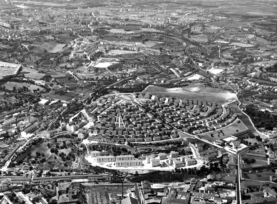 Vista aérea do B.º da Madre de Deus a Alvalade, Lisboa (M. Oliveira, 1955)