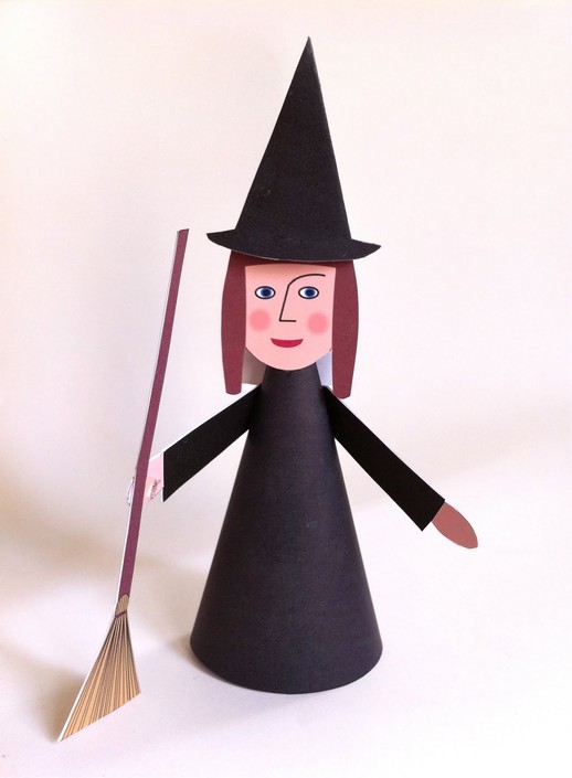 Bruxa 3D de papel para montar construir - Dia das Bruxas Actividades  Halloween - Brinquedos de Papel